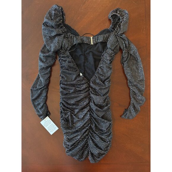 For Love & Lemons × Victoria’s Secret Glitter Ruched Mini Dress Black Medium NWT - Picture 5 of 15